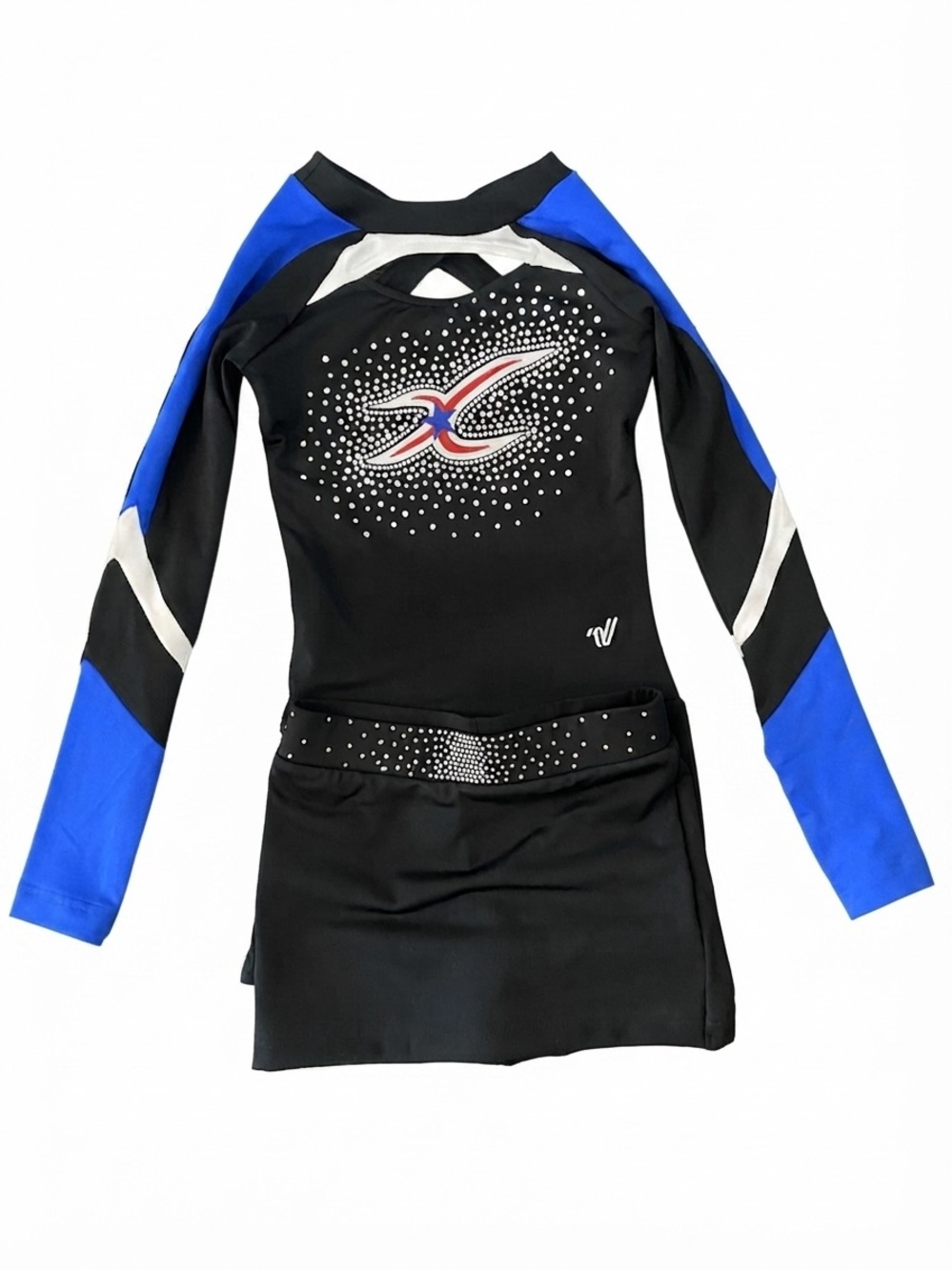 Varsity Black & Blue Long-Sleeve cheer uniform